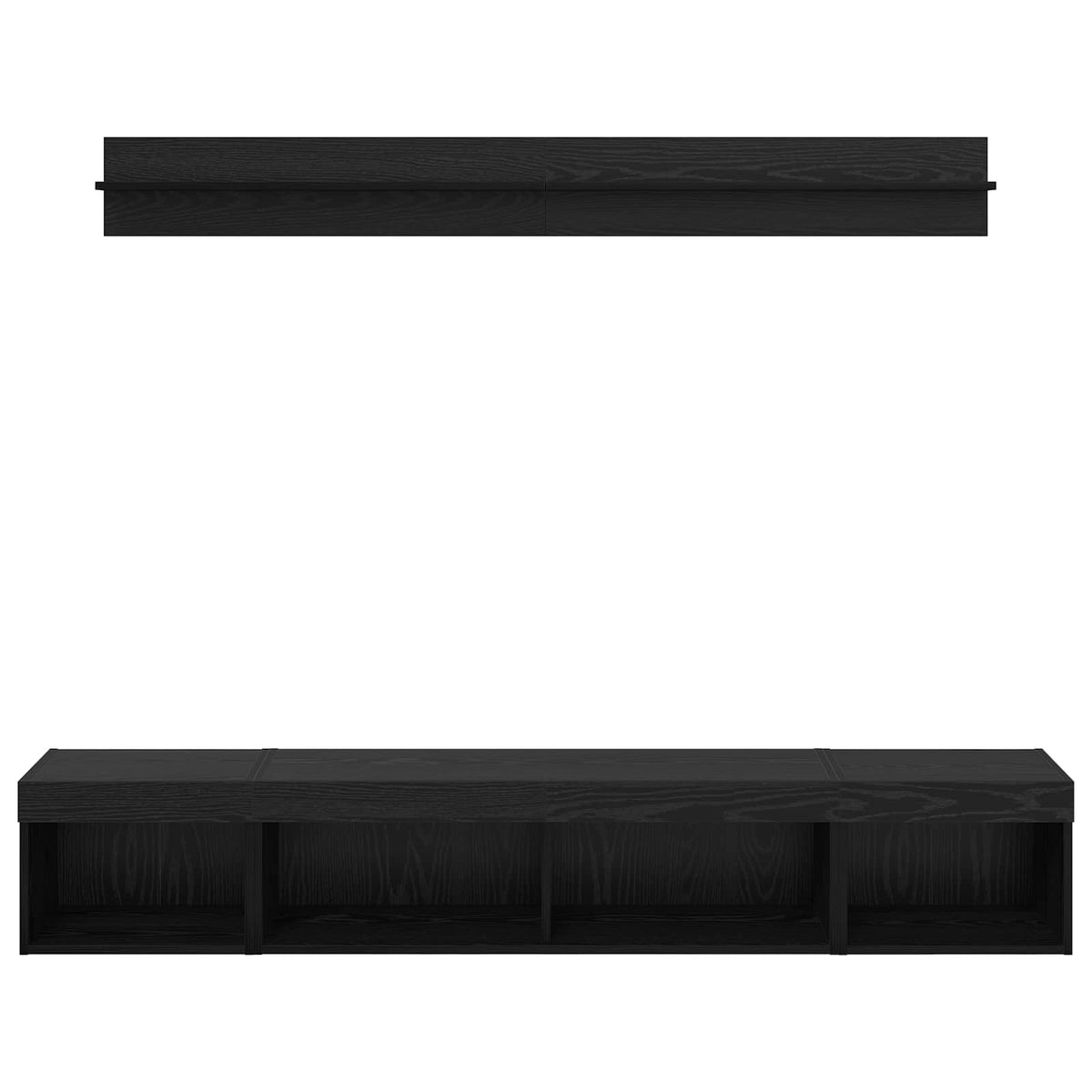 Tv Vegghyllesett Med Led 5 Pcs Svart Eik Konstruert Tre