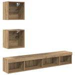 Tv Veggenheter Med Led Med Led 5 Pcs Artisan Eik Konstruert Tre