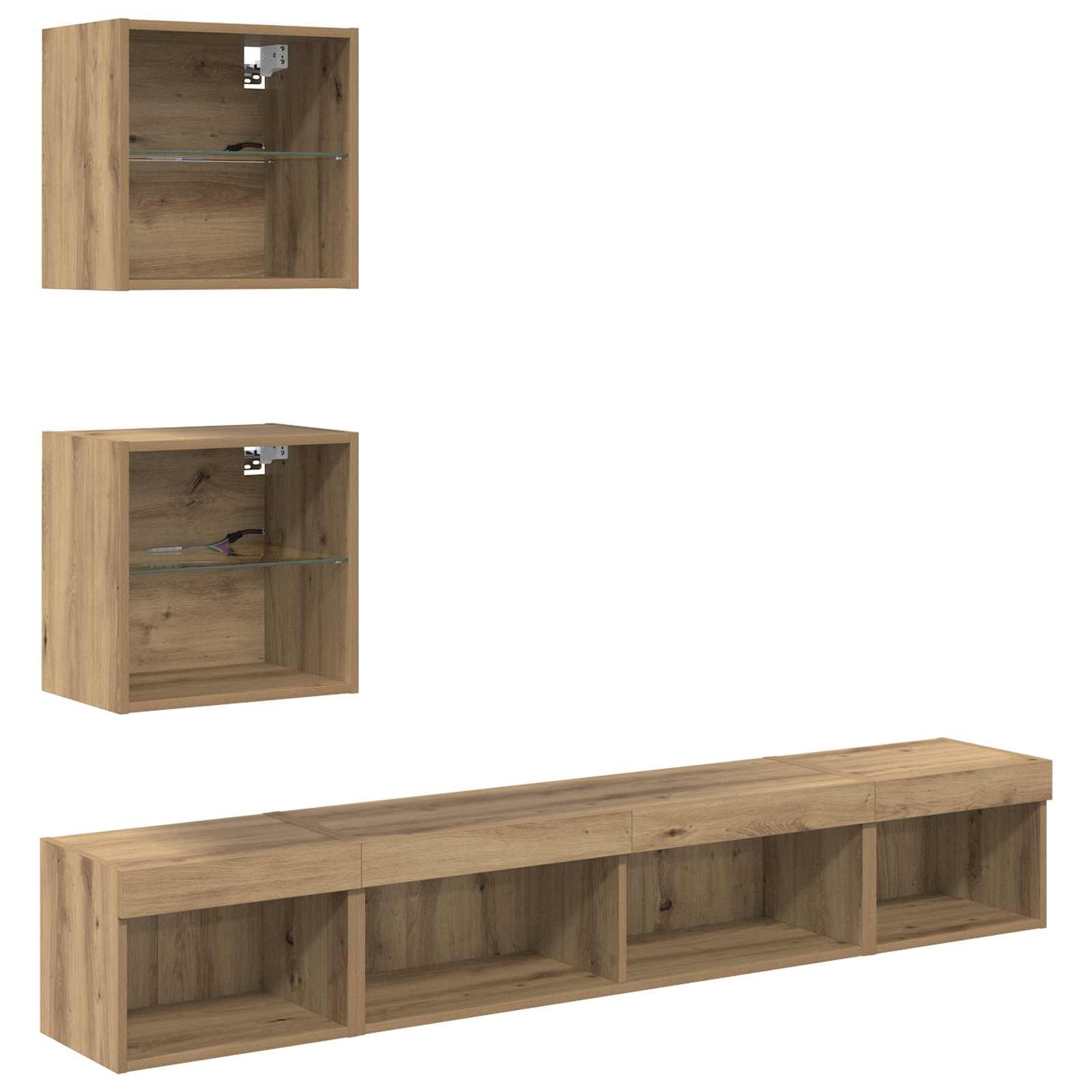 Tv Veggenheter Med Led Med Led 5 Pcs Artisan Eik Konstruert Tre
