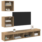 Tv Veggenheter Med Led Med Led 5 Pcs Artisan Eik Konstruert Tre
