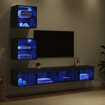 Tv Veggenheter Med Led Med Led 5 Pcs Svart Eik Konstruert Tre