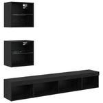Tv Veggenheter Med Led Med Led 5 Pcs Svart Eik Konstruert Tre
