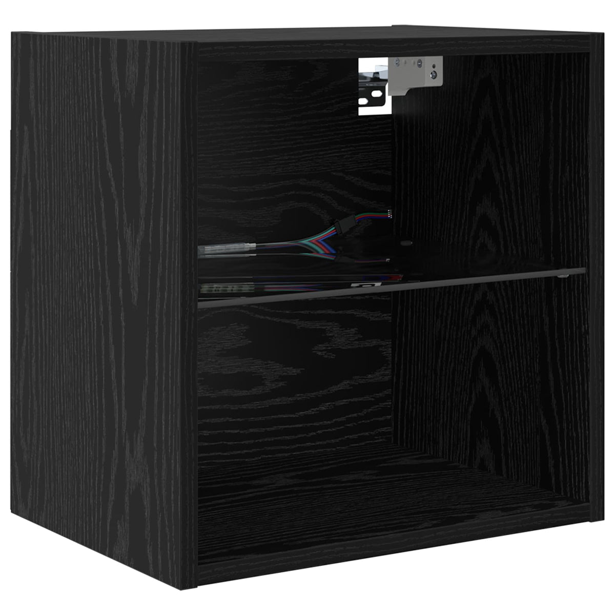 Tv Veggenheter Med Led Med Led 5 Pcs Svart Eik Konstruert Tre