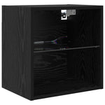 Tv Veggenheter Med Led Med Led 5 Pcs Svart Eik Konstruert Tre