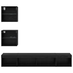 Tv Veggenheter Med Led Med Led 5 Pcs Svart Eik Konstruert Tre