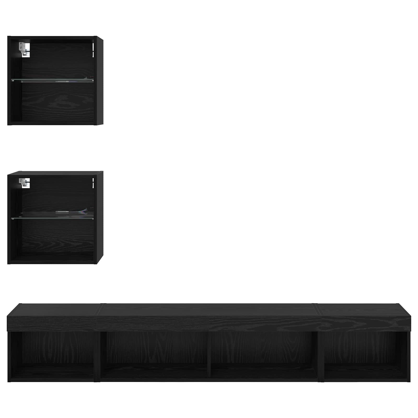 Tv Veggenheter Med Led Med Led 5 Pcs Svart Eik Konstruert Tre