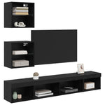 Tv Veggenheter Med Led Med Led 5 Pcs Svart Eik Konstruert Tre