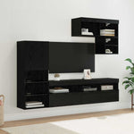 Tv Vegg Enheter Veggmontert 6 Pcs Svart Eik Konstruert Tre