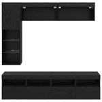 Tv-Skap Med Led -Stripelys 7 Pcs Svart Eik Konstruert Tre