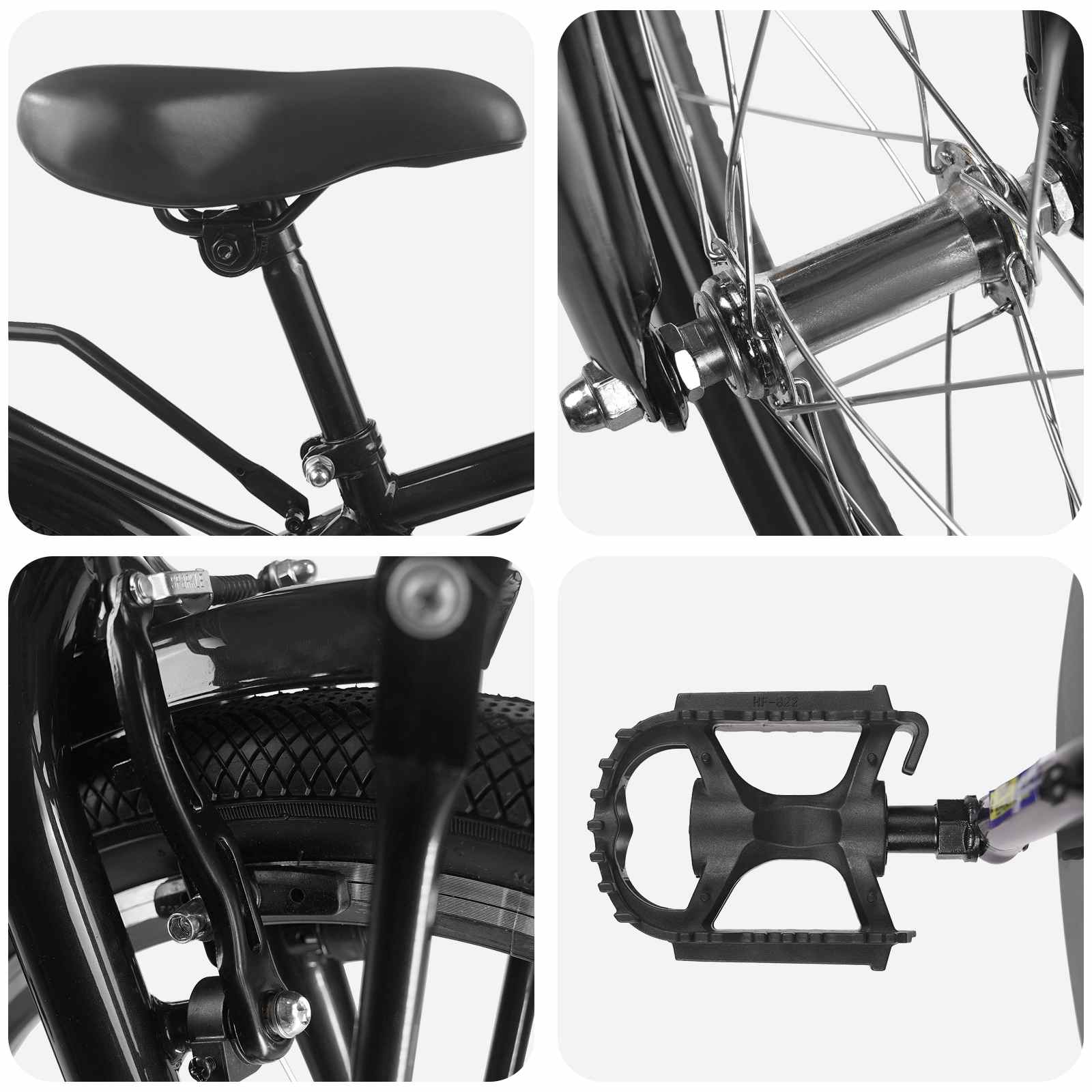 Barnesykkel 22 Tommer For 7-12 År Gammel Svart