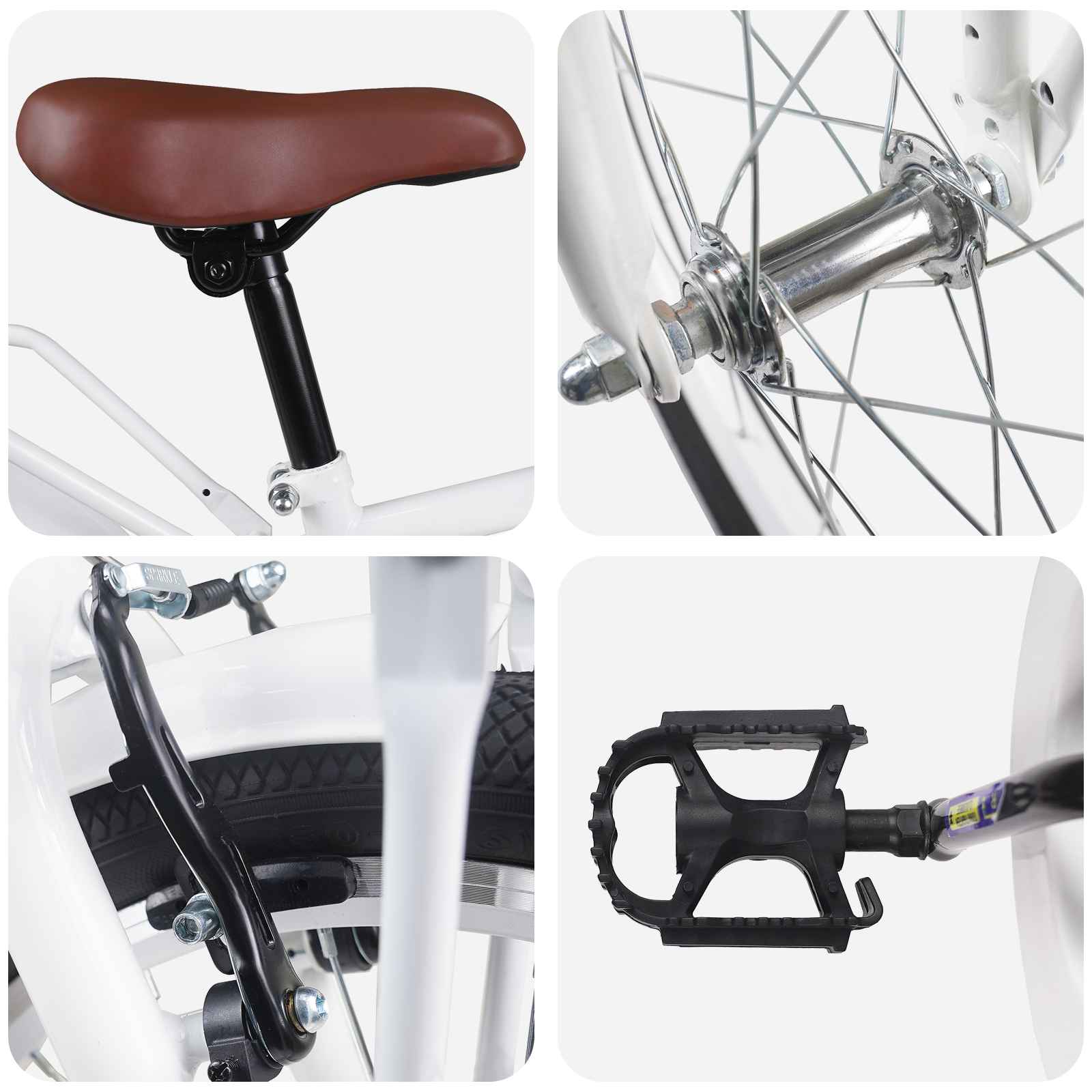 Barnesykkel 20 Tommer For 6-11 År Gammel Hvit