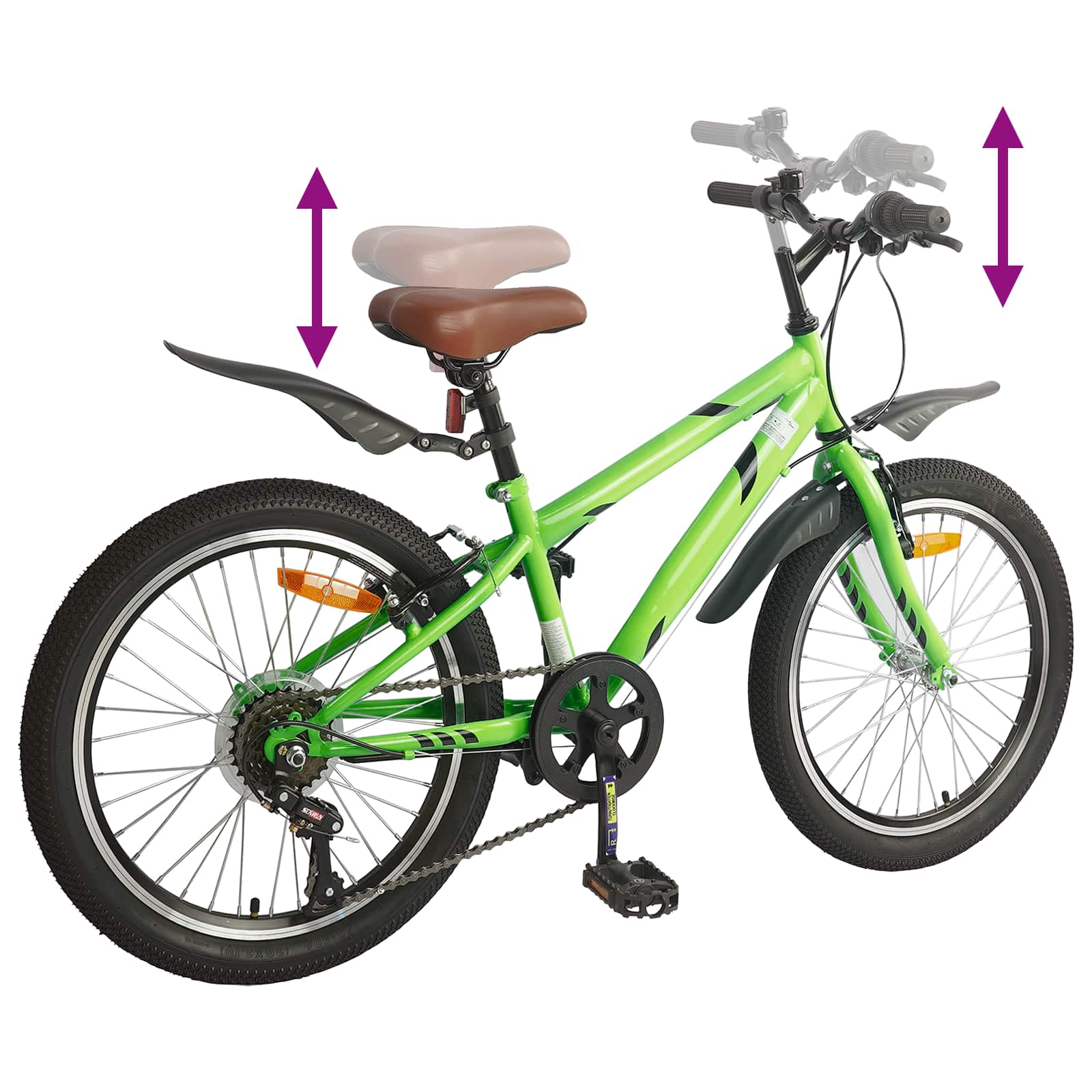 Barnesykkel 20 Tommer 6-Speed For 6-11 År Gammel Grønn