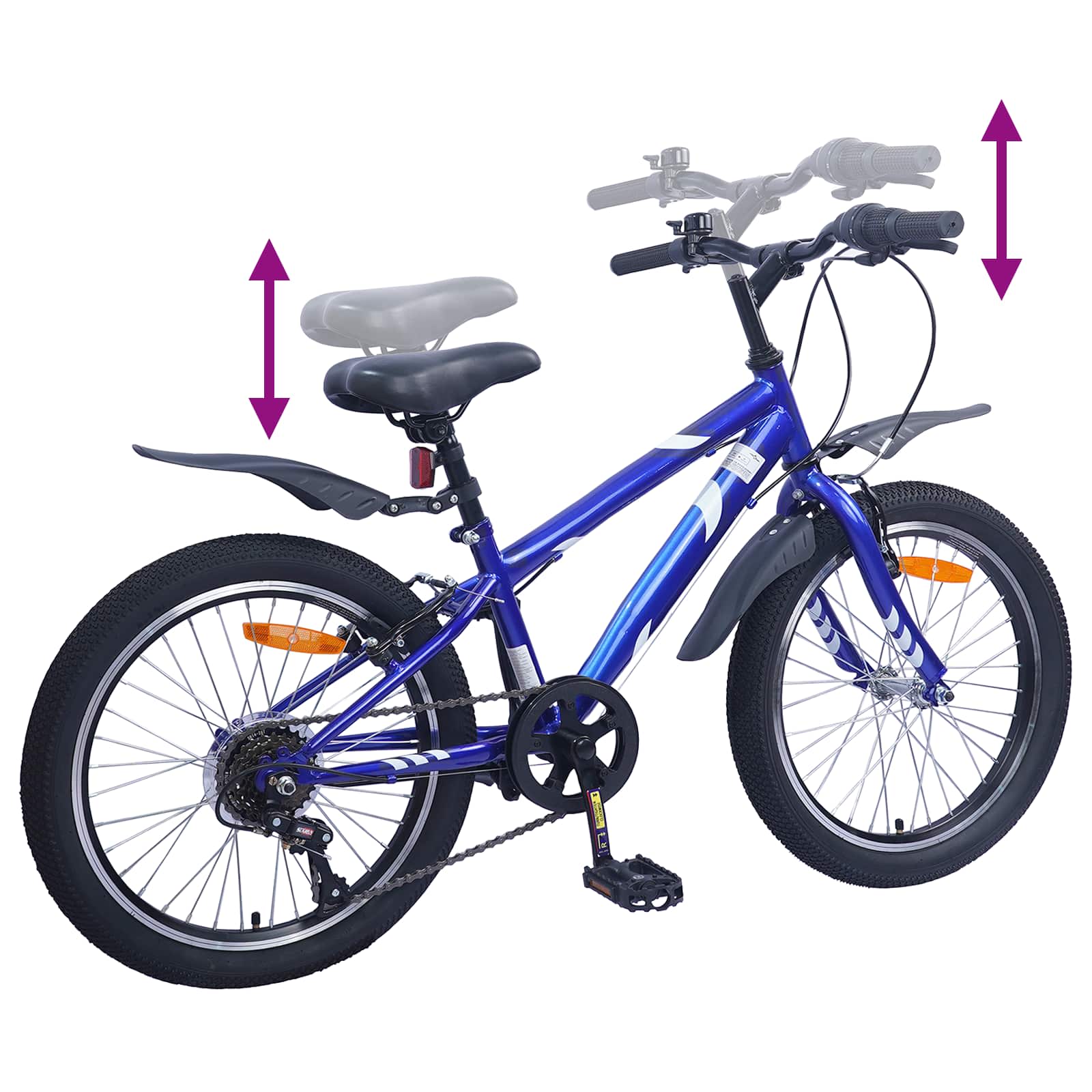 Barnesykkel 20 Tommer 6-Speed For 6-11 År Gammel Mørkeblå