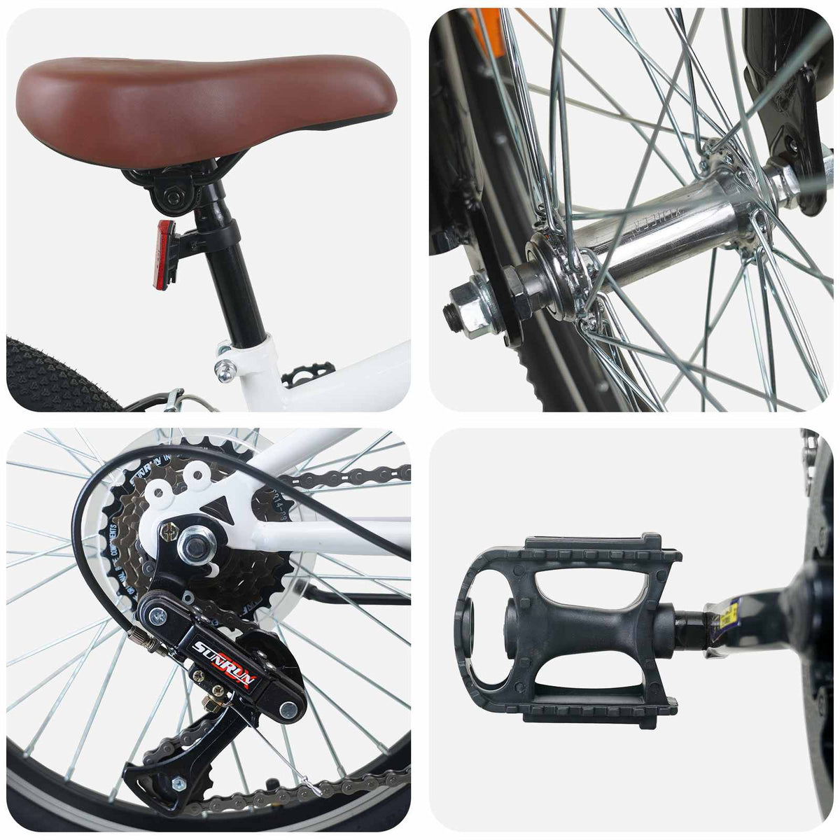 Kids Mountain Bike 20 Tommer 6-Speed For 5-8 År Gamle Hvit