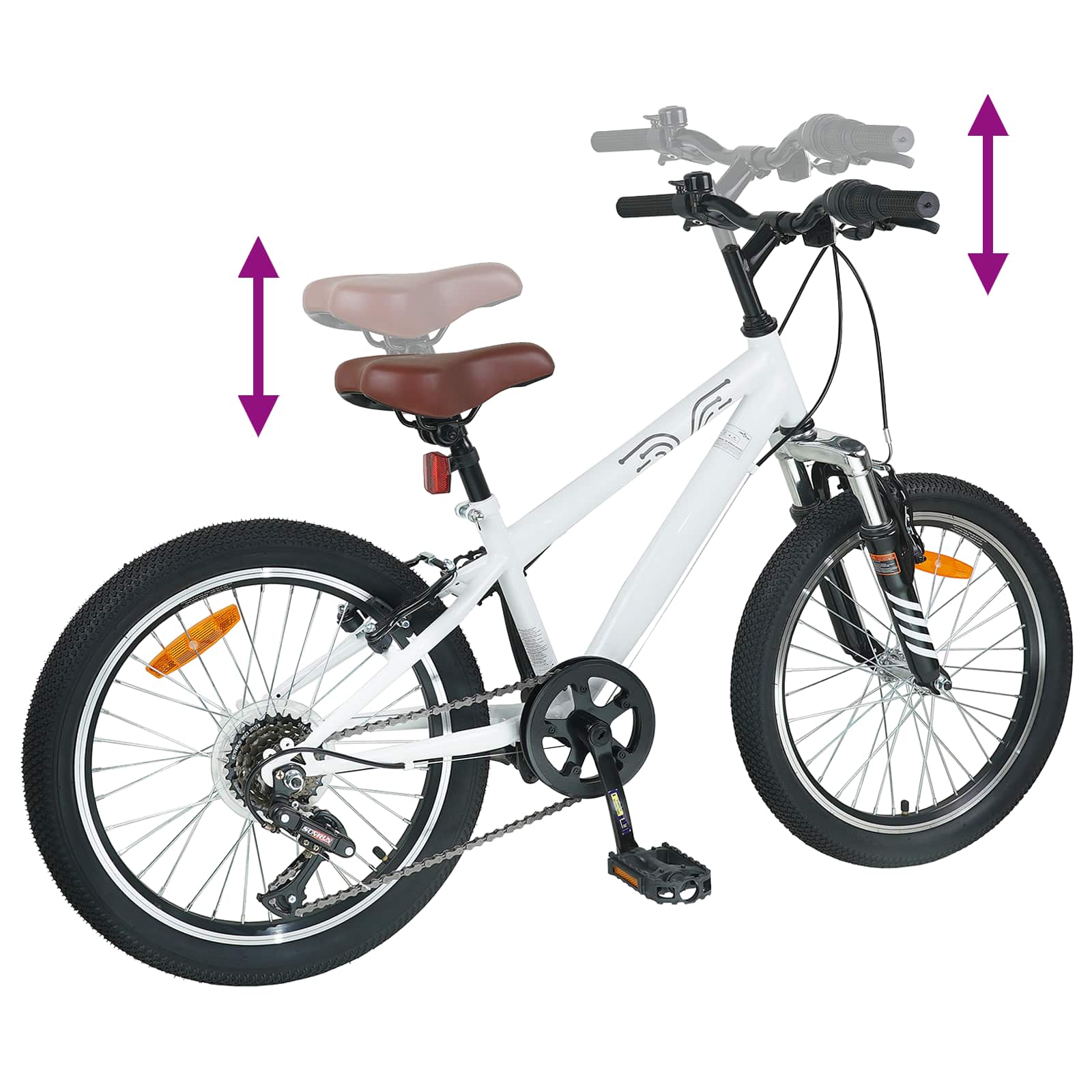 Kids Mountain Bike 20 Tommer 6-Speed For 5-8 År Gamle Hvit
