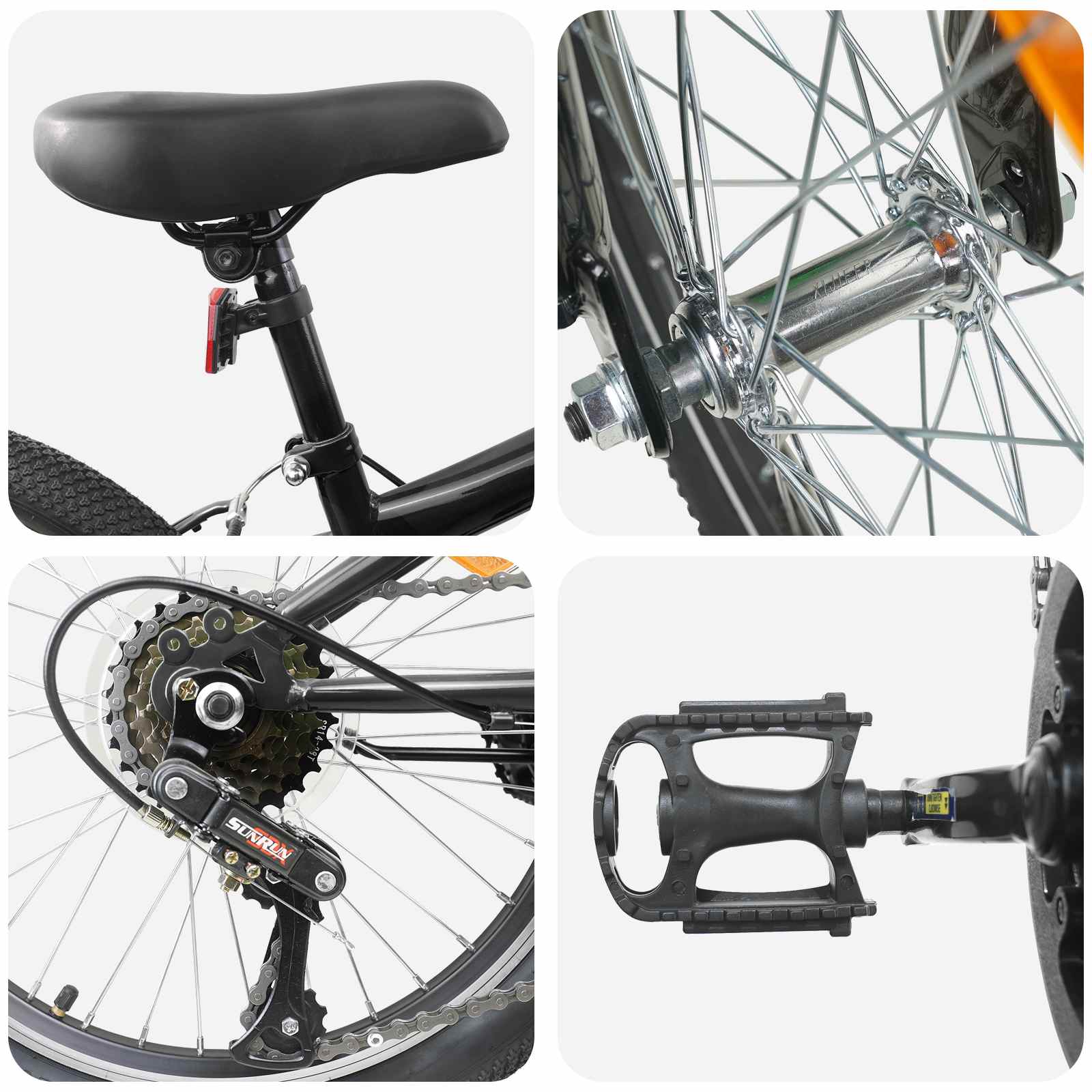 Kids Mountain Bike 20 Tommer 6-Speed For 5-8 År Gamle Svart