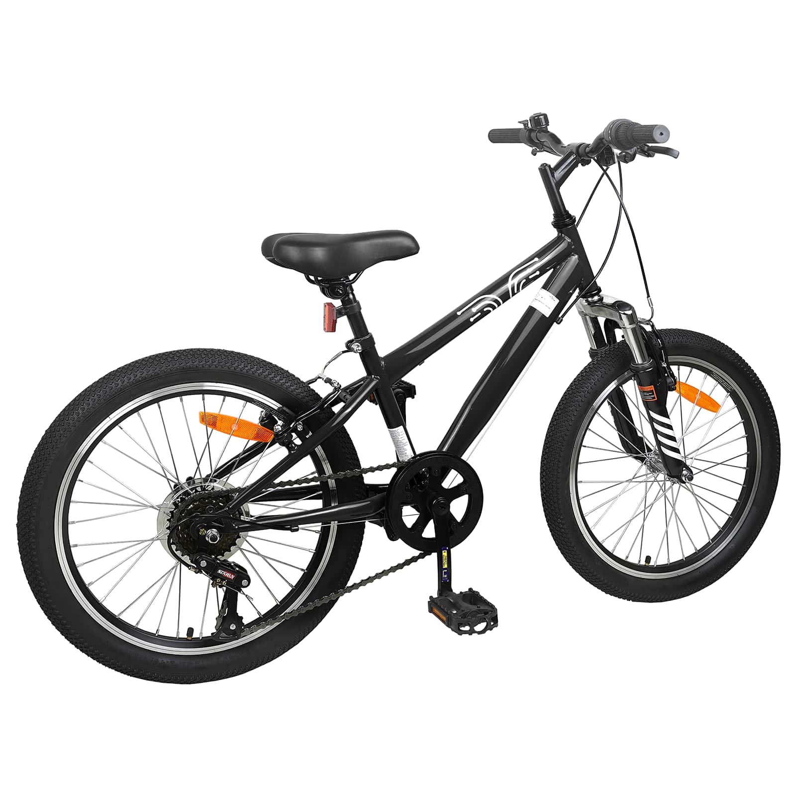 Kids Mountain Bike 20 Tommer 6-Speed For 5-8 År Gamle Svart