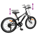 Kids Mountain Bike 20 Tommer 6-Speed For 5-8 År Gamle Svart