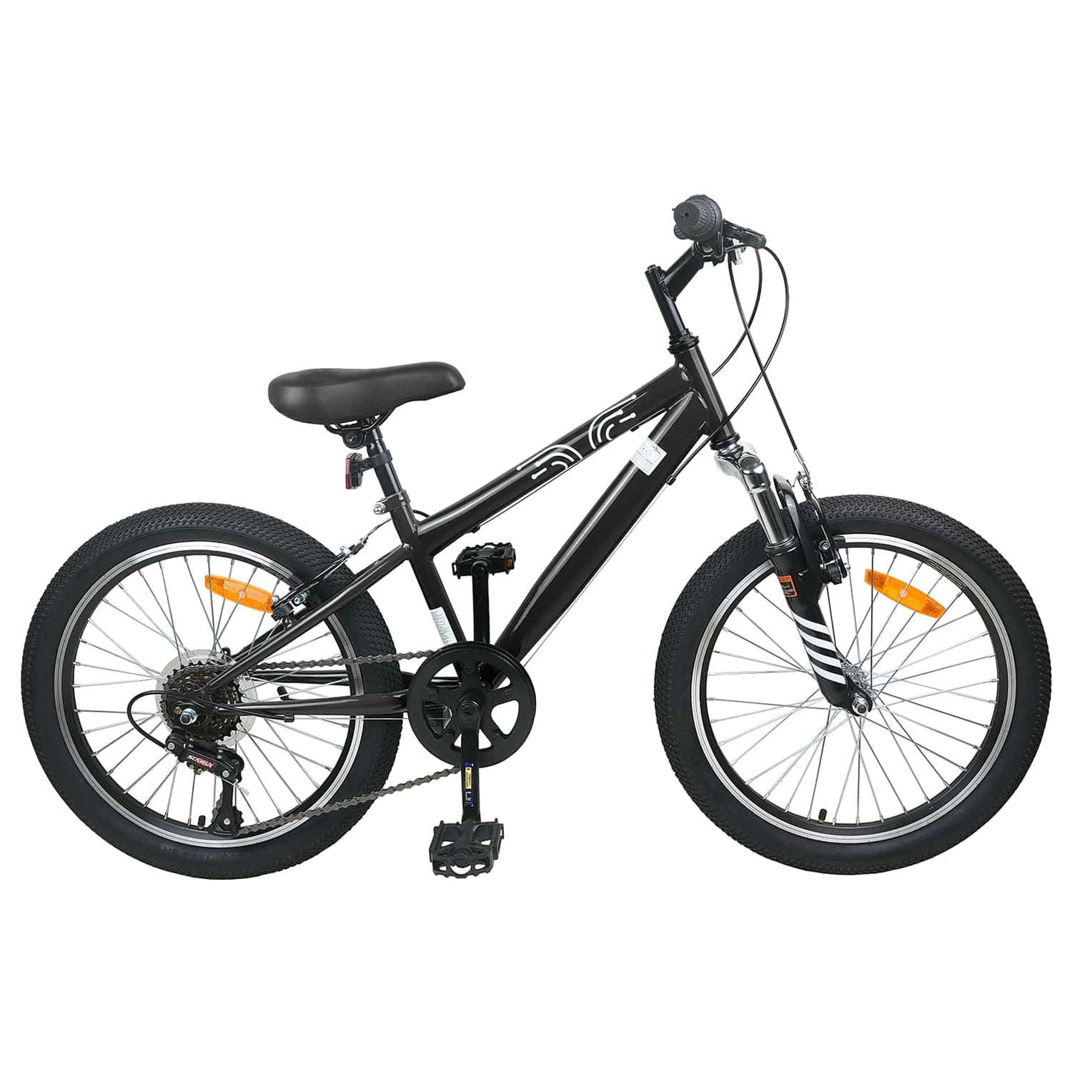Kids Mountain Bike 20 Tommer 6-Speed For 5-8 År Gamle Svart