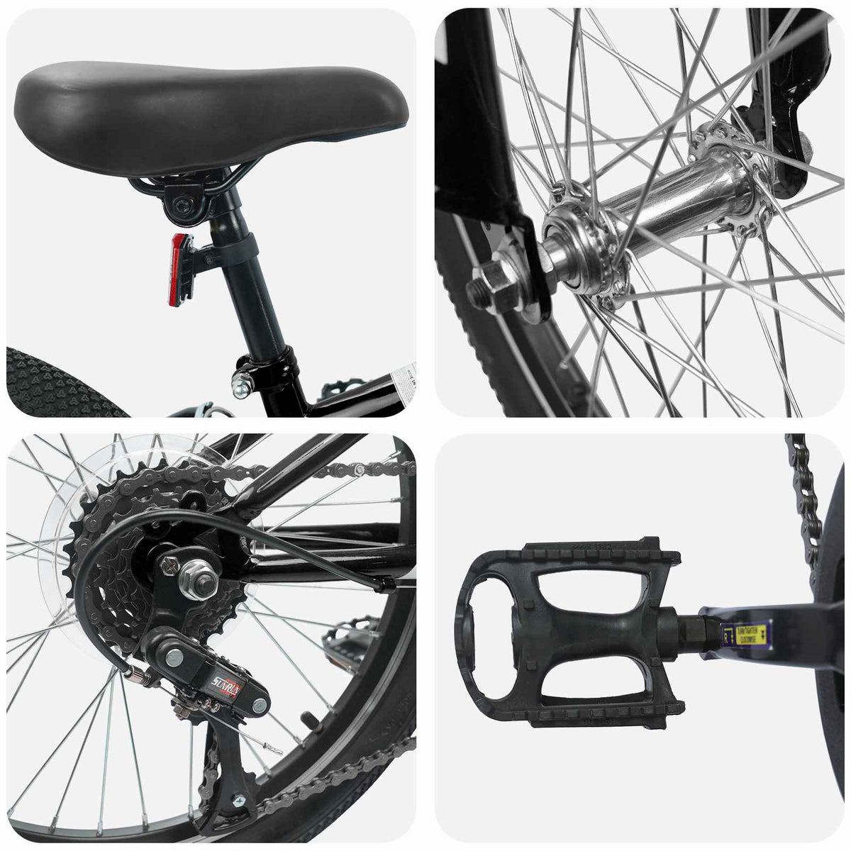 Terrengsykkel 20 Tommer 6-Speed For 5-8 År Gamle Svart