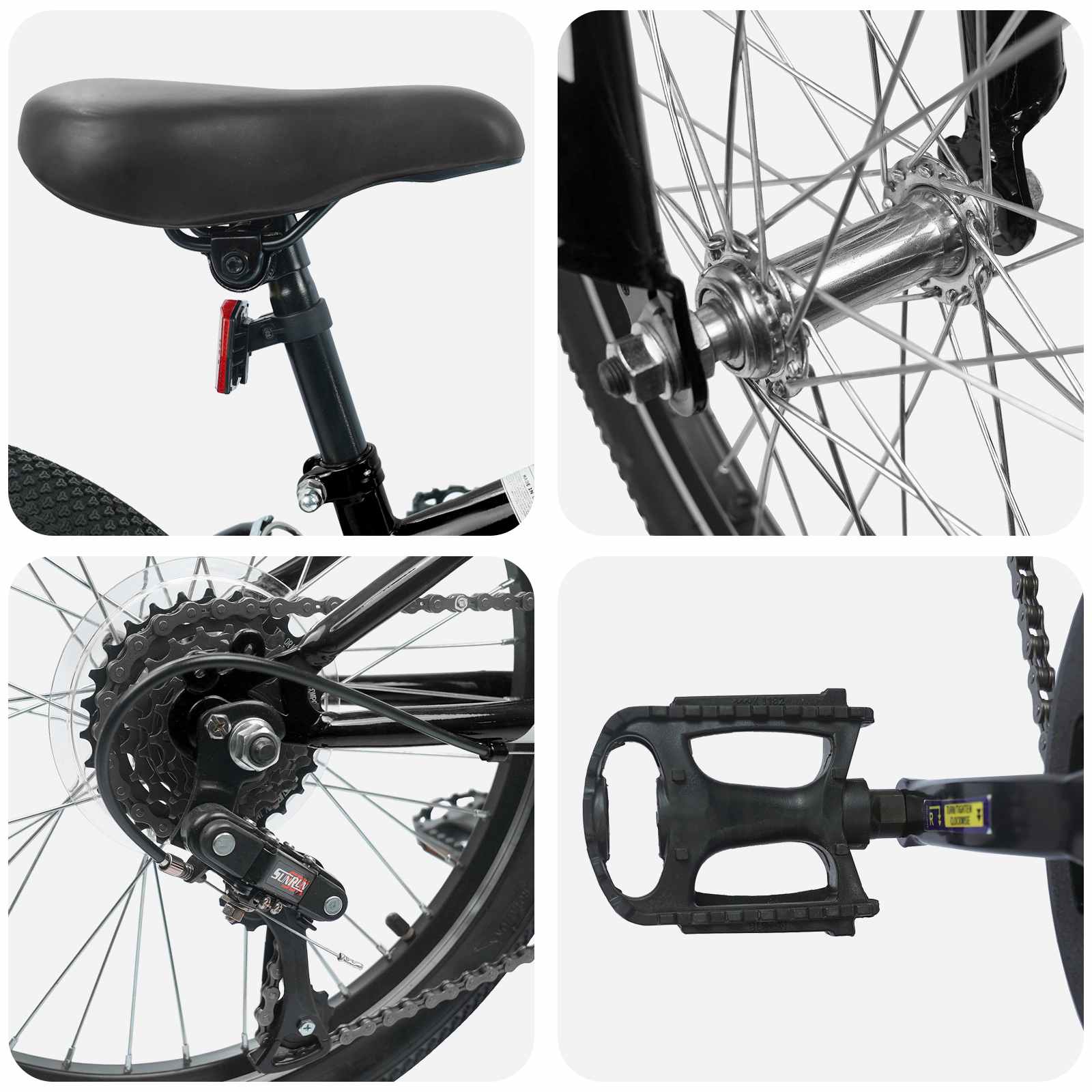 Terrengsykkel 20 Tommer 6-Speed For 5-8 År Gamle Svart