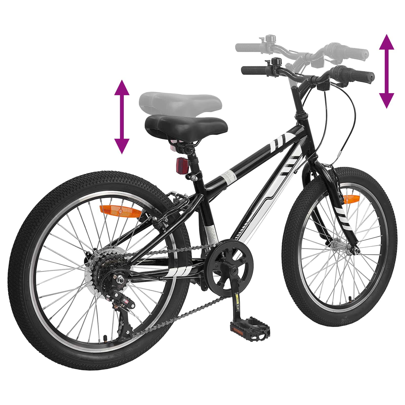 Terrengsykkel 20 Tommer 6-Speed For 5-8 År Gamle Svart