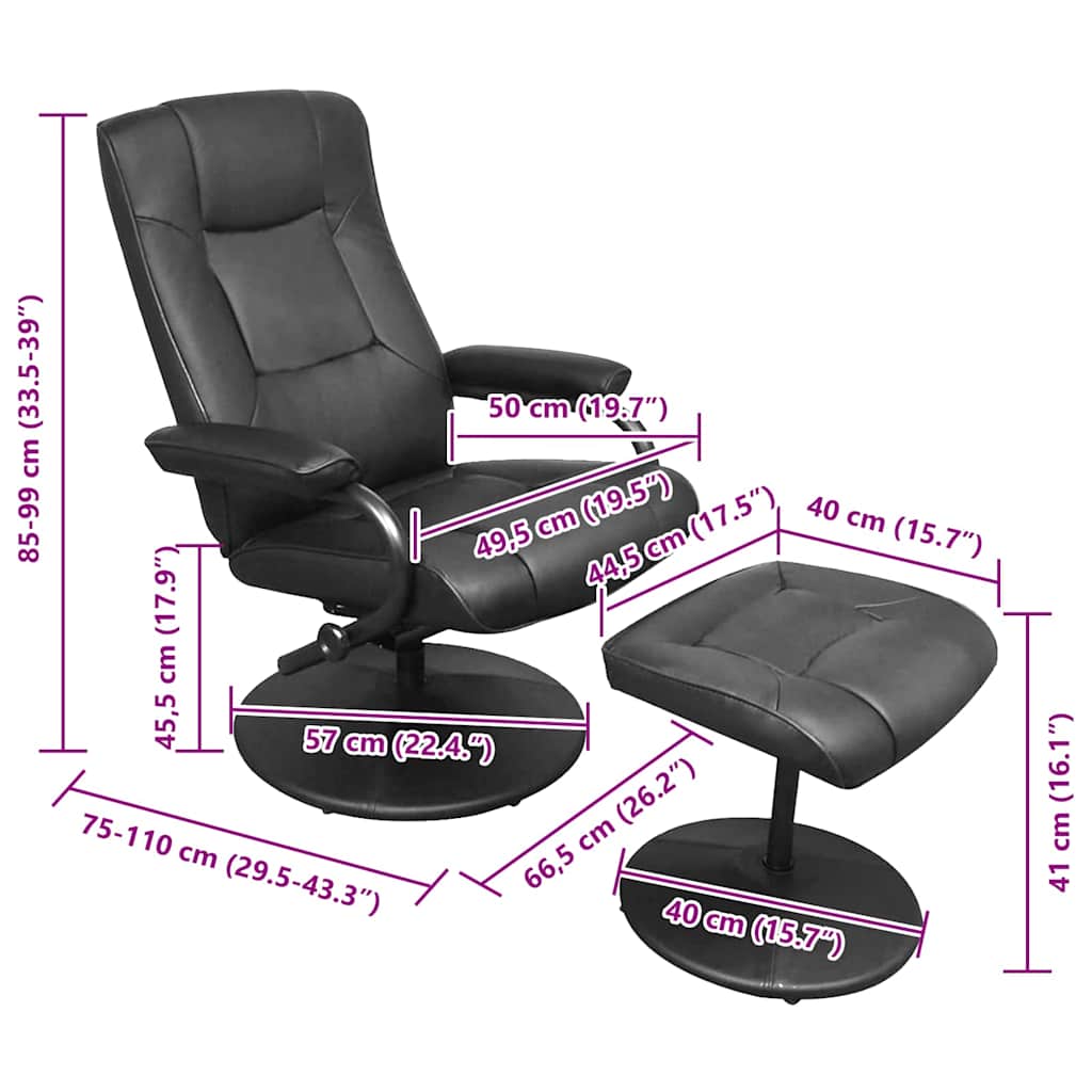 Reclinerstol Svart 66,5 X 75 X 99 Cm Kunstlær