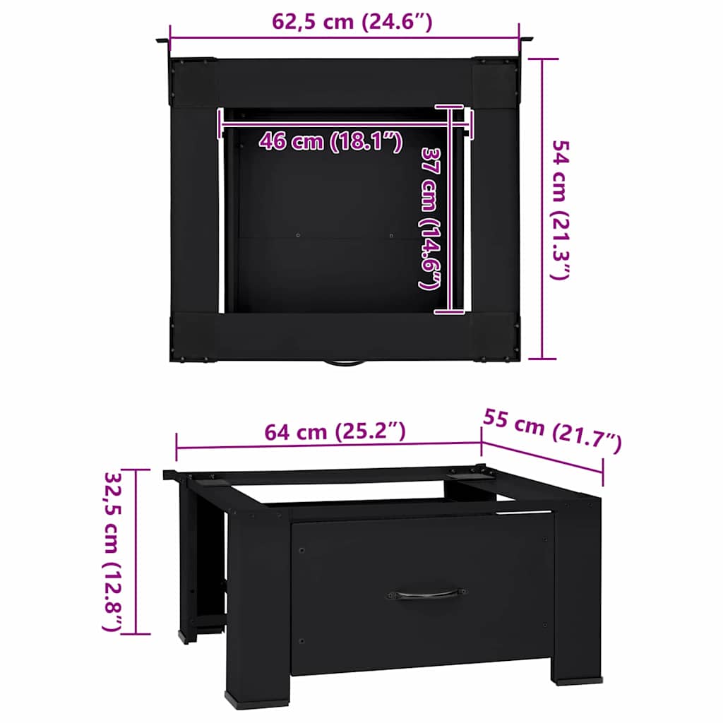 Vaskemaskin Pedestal Svart 64 X 55 X 32,5 Cm Stål