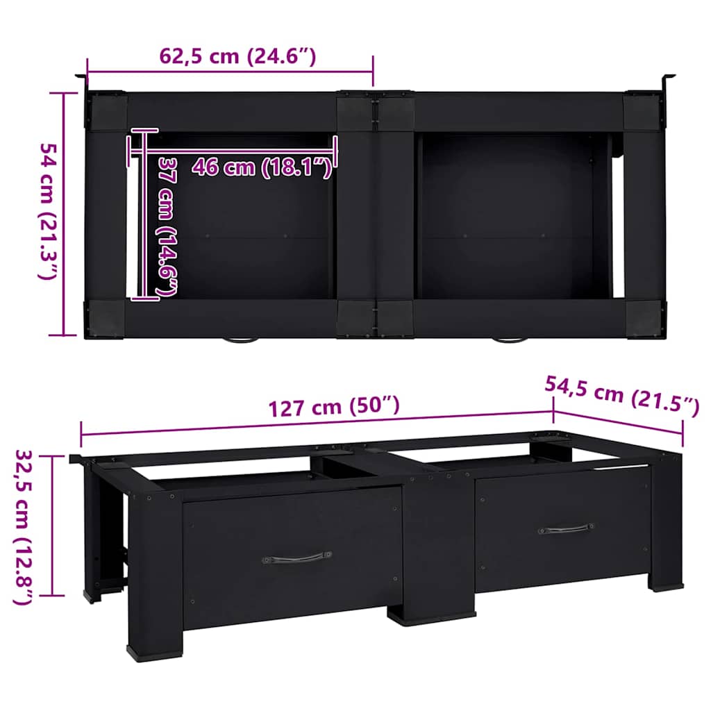 Vaskemaskin Pedestal 2 Pcs Svart 127 X 54,5 X 32,5 Cm Stål