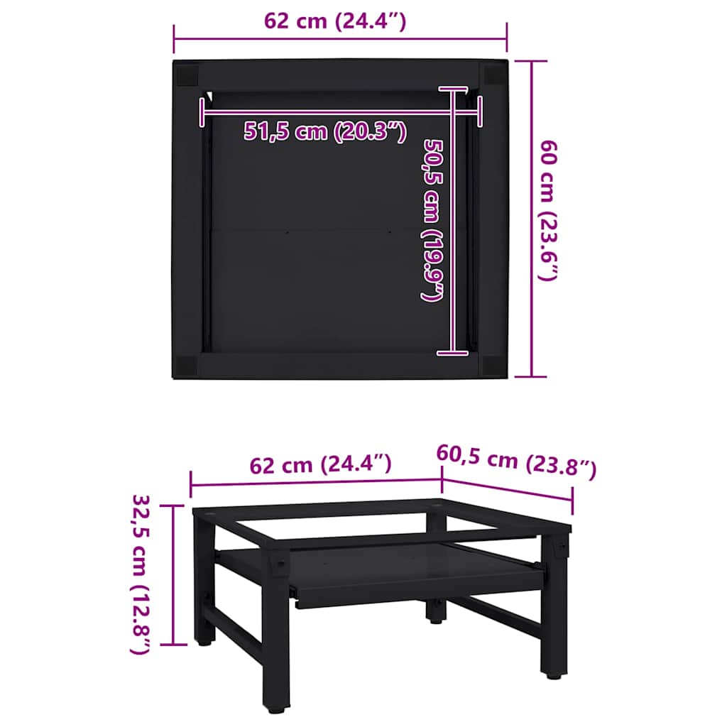 Vaskemaskin Pedestal Svart 62 X 60,5 X 32,5 Cm Stål