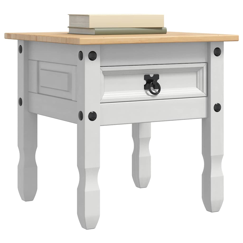 Avlastningsbord Med Skuff Hvit 50 X 50 X 50 Cm Massiv Furu