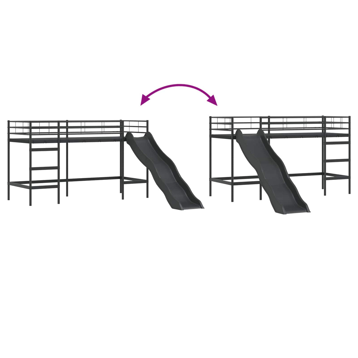 Barneseng Med Sklie Svart Og Anthracite 90 X 190 Cm