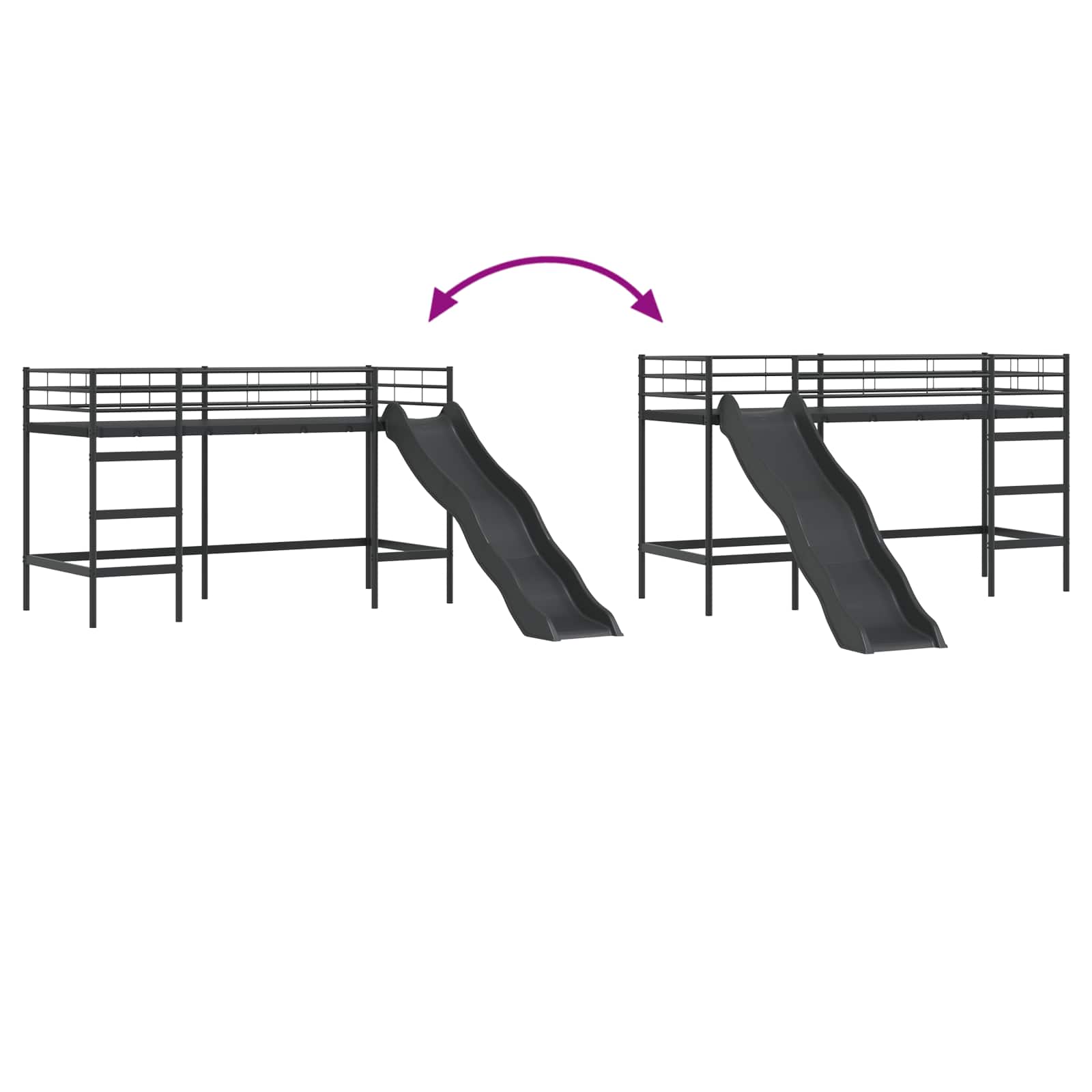 Barneseng Med Sklie Svart Og Anthracite 90 X 190 Cm