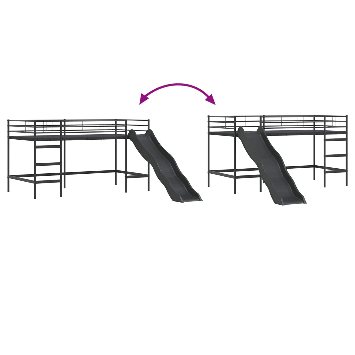Barneseng Med Sklie Svart Og Anthracite 90 X 200 Cm