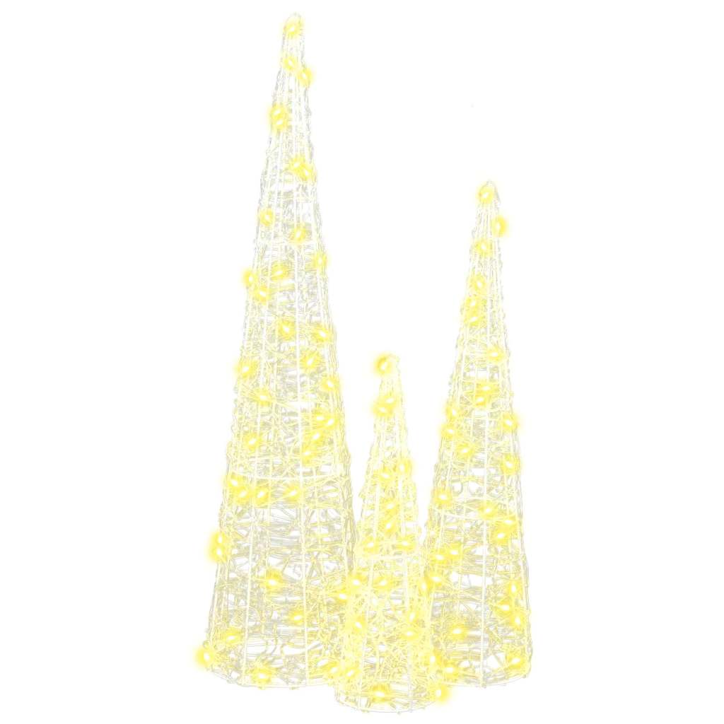 Juletre Med 90 Led 3 Pcs Varmhvit 20 X 20 X 80 Cm Akryl