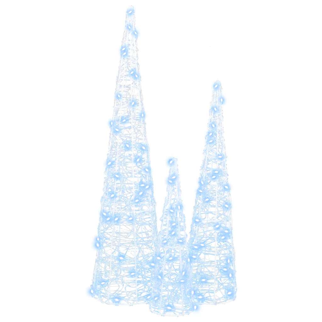 Juletre Med 90 Led 3 Pcs Kaldhvit 20 X 20 X 80 Cm Akryl