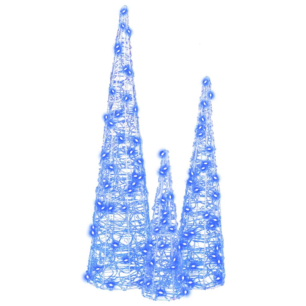 Juletre Med 90 Led 3 Pcs Blå 20 X 20 X 80 Cm Akryl