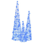 Juletre Med 90 Led 3 Pcs Blå 20 X 20 X 80 Cm Akryl