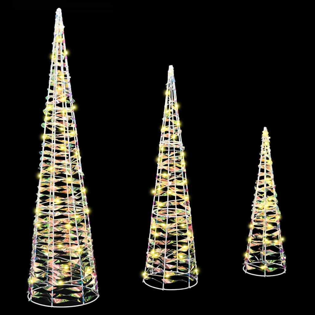 Juletre Med 90 Led 3 Pcs Varmhvit 20 X 20 X 80 Cm Pet