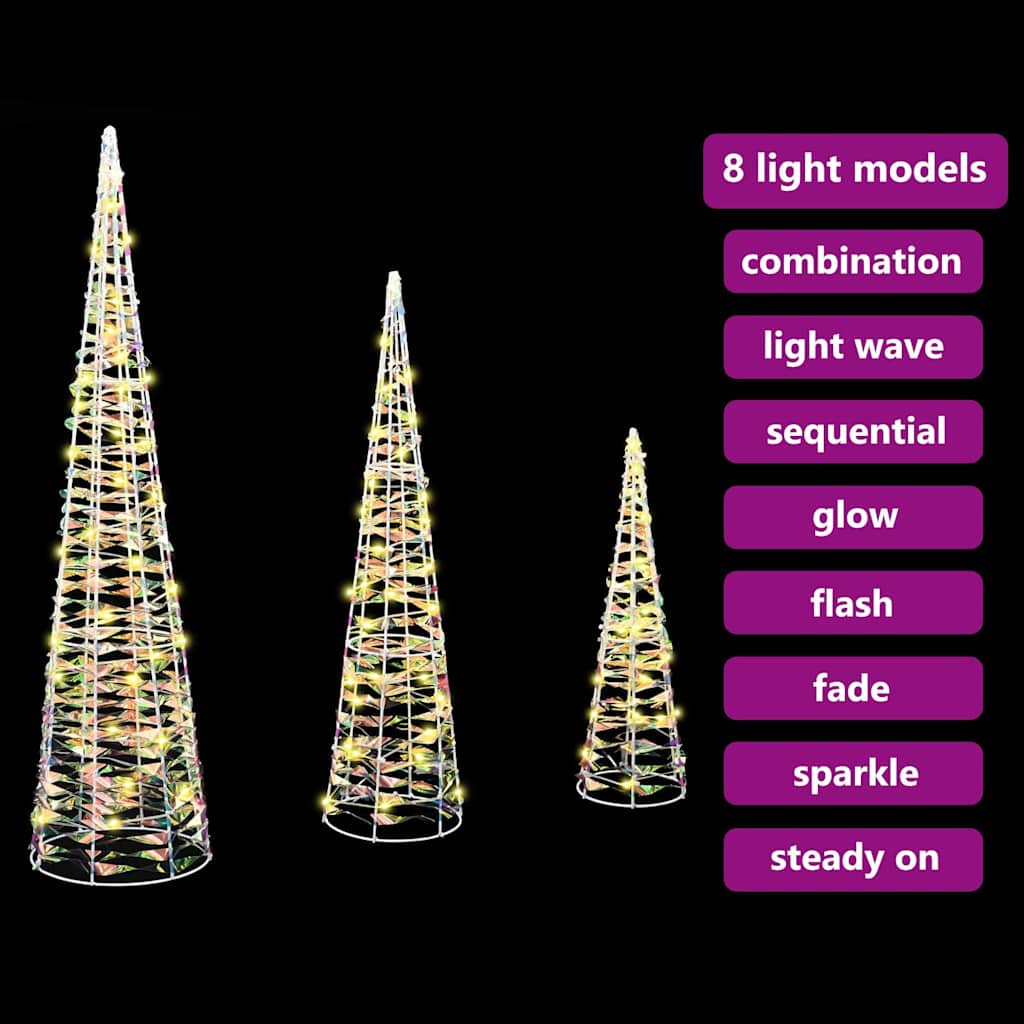 Juletre Med 90 Led 3 Pcs Varmhvit 20 X 20 X 80 Cm Pet