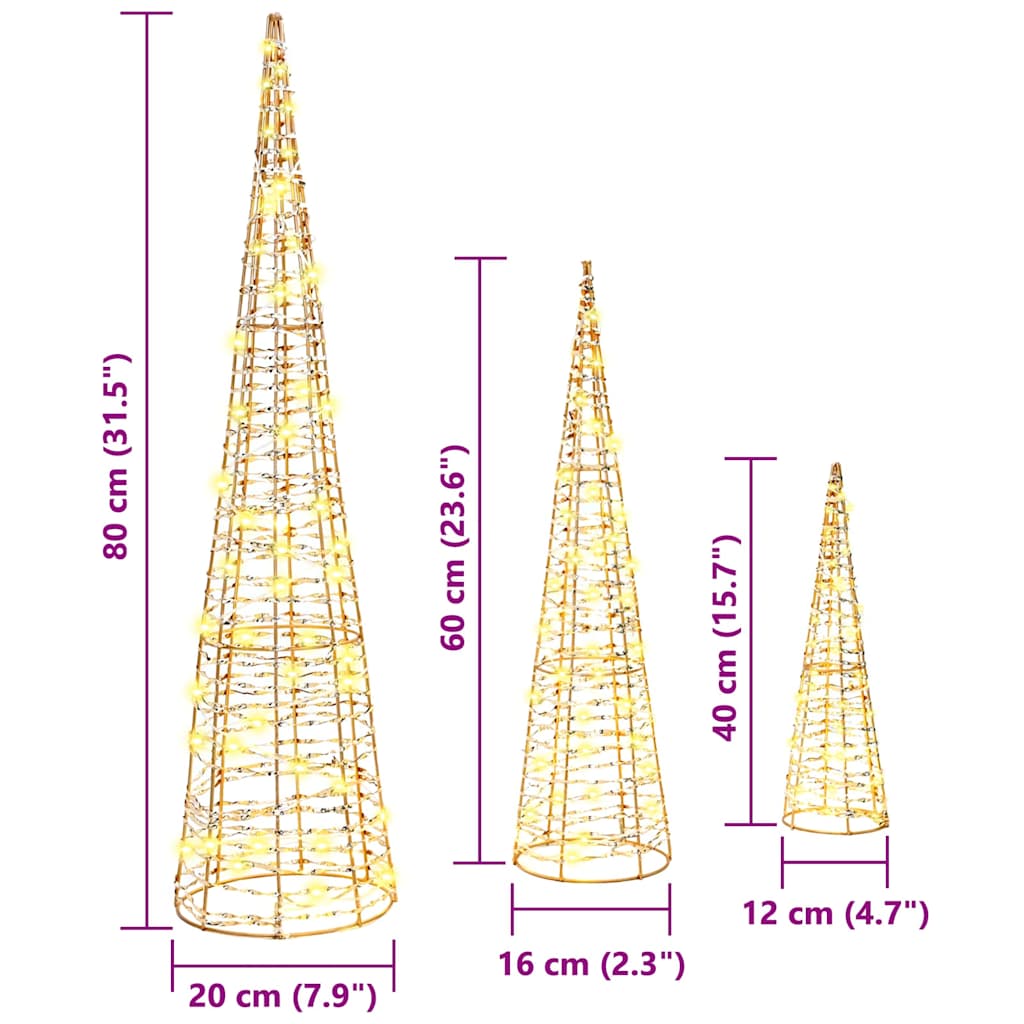 Juletre Med 90 Led 3 Pcs Varmhvit 20 X 20 X 80 Cm Pet