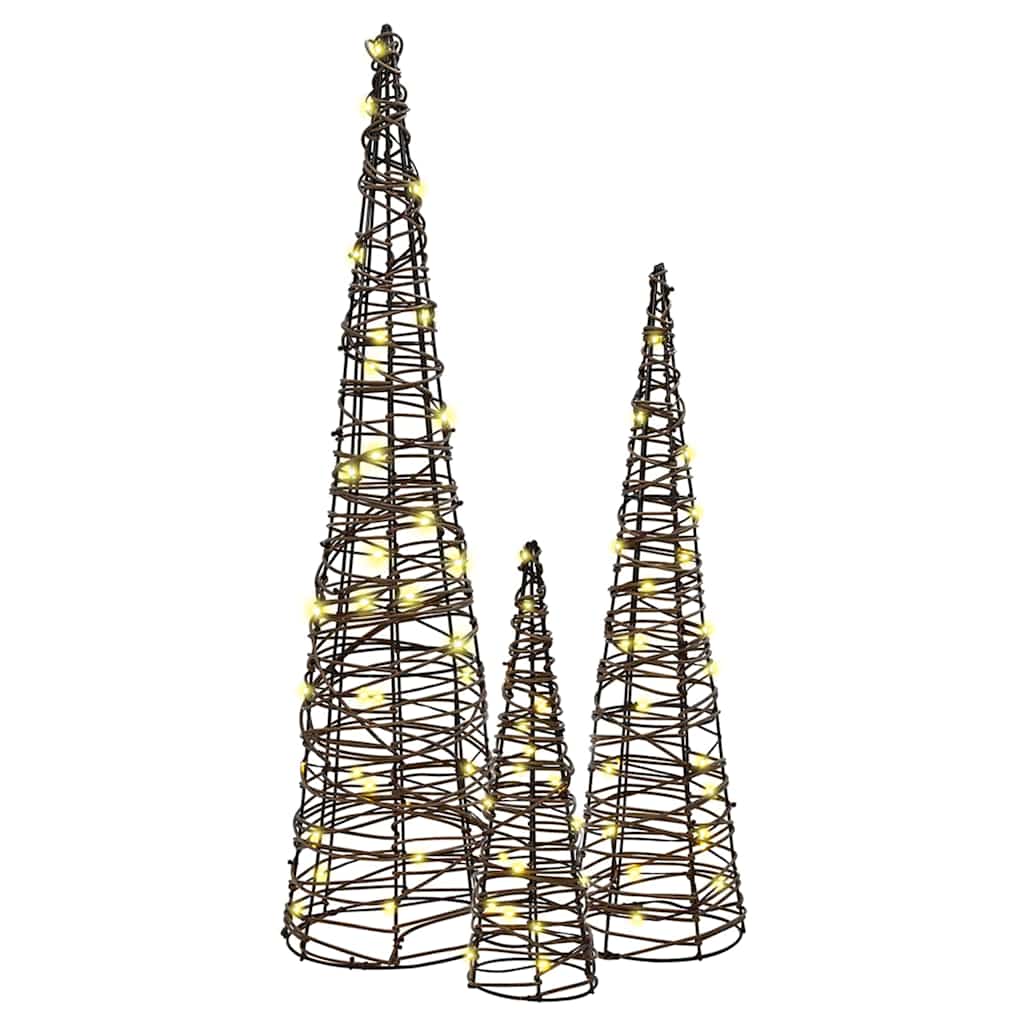 Juletre Med 90 Led 3 Pcs Varmhvit 20 X 20 X 80 Cm Rotting