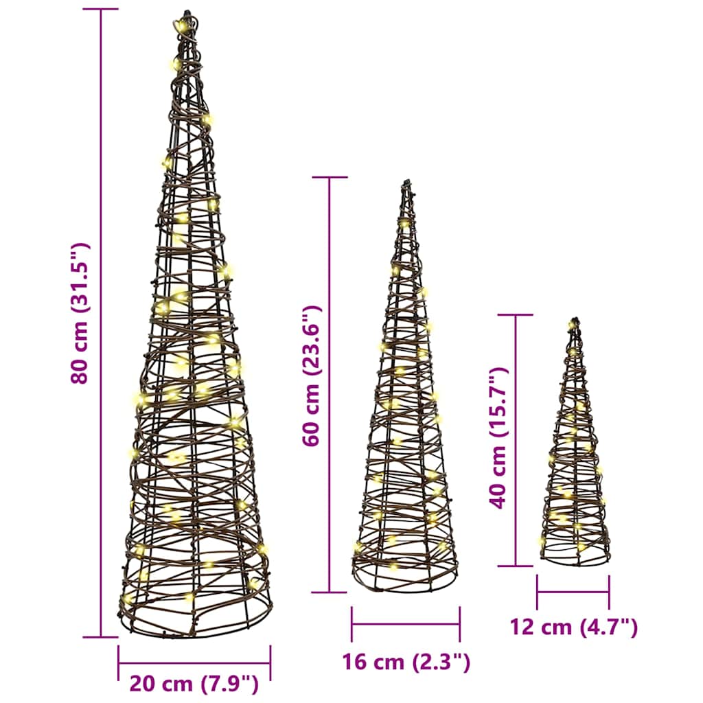 Juletre Med 90 Led 3 Pcs Varmhvit 20 X 20 X 80 Cm Rotting