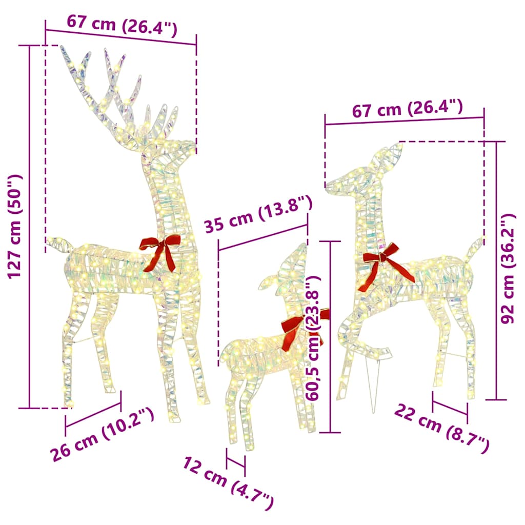 Reinsdyrfamilie Med 300 Led 3 Pcs Varmhvit 67 X 26 X 127 Cm Pet