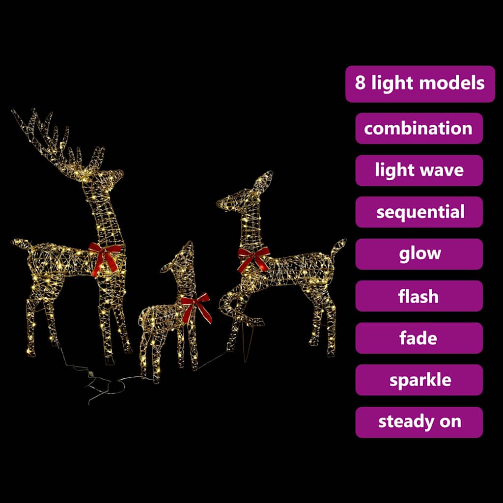 Reinsdyrfamilie Med 300 Led 3 Pcs Varmhvit 67 X 26 X 127 Cm Pet