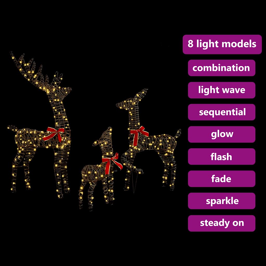 Reinsdyrfamilie 3 Pcs Varmhvit 67 X 26 X 127 Cm Rotting