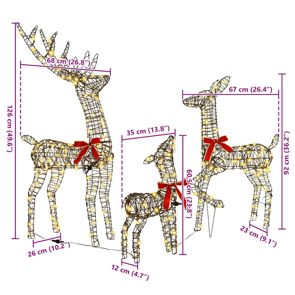 Reinsdyrfamilie 3 Pcs Varmhvit 67 X 26 X 127 Cm Rotting