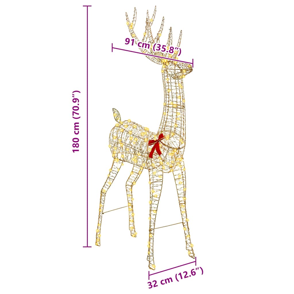 3D Reinsdyr Med 250 Led Varmhvit 180 Cm Pet