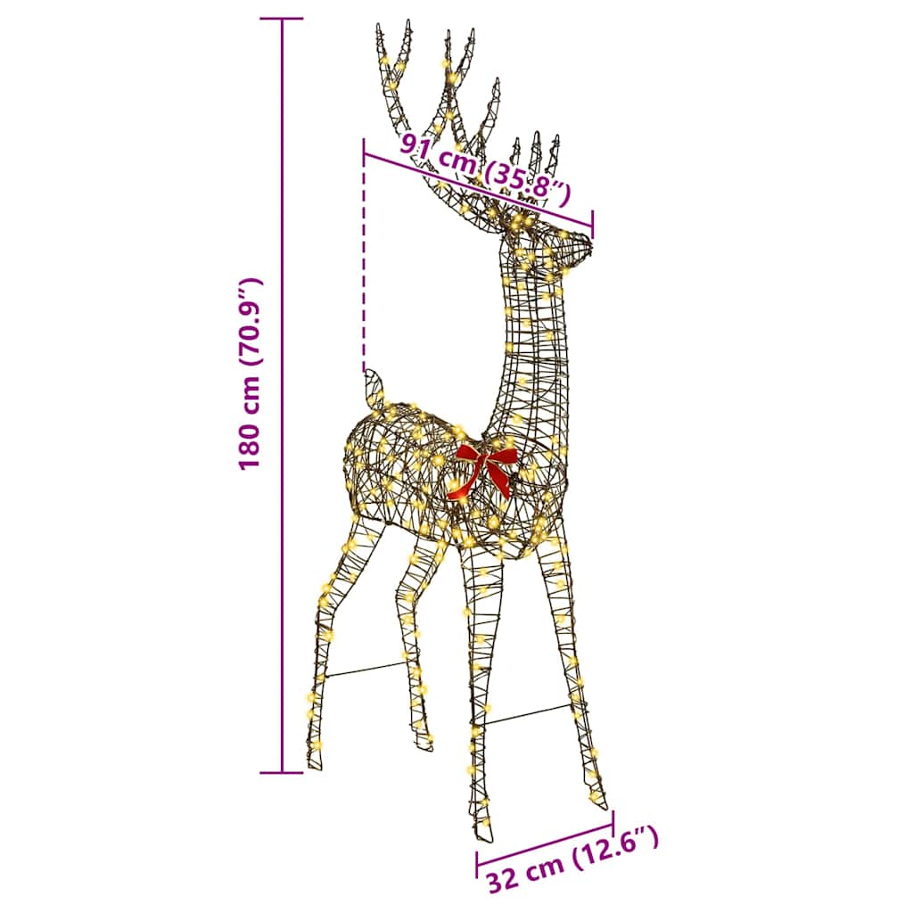 3D Reinsdyr Med 250 Led Varmhvit 180 Cm Rotting