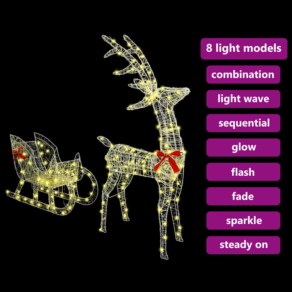 Reinsdyr Trekke Slede Varmhvit 70 X 26 X 128,5 Cm Akryl